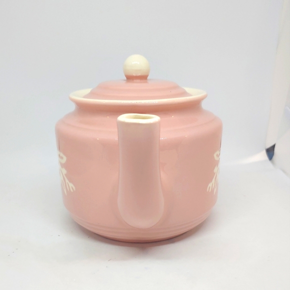 Harker Pottery Company Cameo Ware Dusty Rose Floral Teapot - Picture 6 of 13